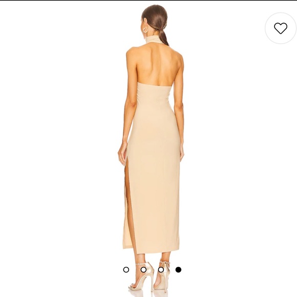 Norma Kamali x REVOLVE Halter Turtle Side Slit Gown in Blonde - Picture 3 of 4
